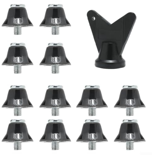 12 Stück Fußballschuh Stollen Aus Aluminiumlegierung Mit Werkzeug Für Rugby Und Wanderschuhe 5mm Gewinde Grau Schwarz Leicht Und Stabil 13mm Lange Ersatzspikes Für Besseren Halt Auf Rasen(13MM Gray)