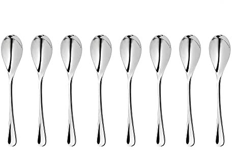 Robert Welch RW2 Bright Small Coffee/Espresso Spoon, Set of 8. Suitable for Espresso, Small Coffee. Made from Stainless Steel. Dishwasher Safe.