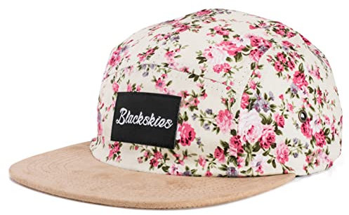 Blackskies 5-Panel Cap mit floralen Muster Unisex Baseball Mütze, Sakura, Einheitsgröße