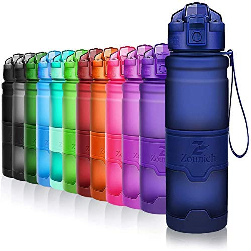 Zounich Best Sports Water Bottle Leak Proof 1L/700ml/500ml/400ml BPA Free Tritan Drink Bottles|Kids,Adults,Gym,School,Sport,Cycling| with Times to Drink & Fruit Infuser Filter & Lock Cover| Reusable