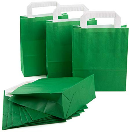 Logbuch-Verlag 100 grüne Papiertragetaschen Geschenktaschen Papier Tüten 18 x 8 x 22 cm tannengrün weihnachtlich
