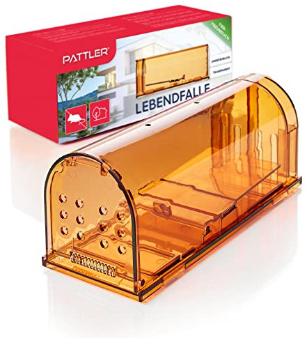 PATTLER® Mausefalle lebend - Extra große Lebendfalle Maus | Tierfreundlich Mäusefalle | Ratten oder Kleintiere Fangen - mit Luftlöchern | Einfache Aufstellung im Haus, Garage oder Garten - 1er Set