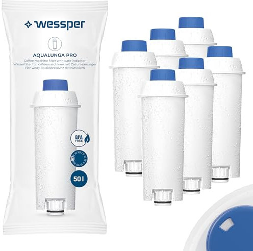 Wessper Wasserfilter Kartuschen für Kaffeevollautomat, Ersatz Filter für DeLonghi DLSC002, SER3017, ECAM, ESAM, ETAM, SECAM, Series S, Filterkartuschen für Kaffeemaschinen - 6er Pack