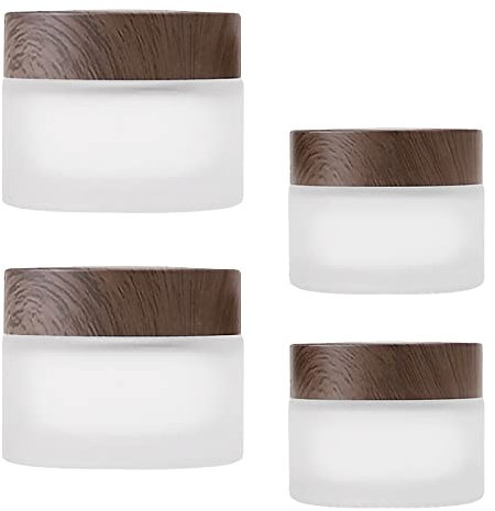 TUAKIMCE 4 Stück 20ml 30ml weiß mattiertes Glas Cremedose Leer Leerdose klarer Tiegel Leerdose Leere Nachfüllbare Behälter Glasbehälter mit Deckel Liner für Lotion, Creme, Kosmetik