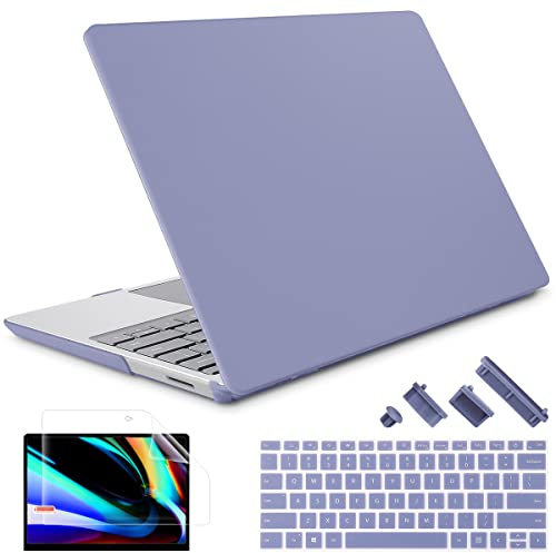 May Chen Case Compatible for 13.5 Microsoft Surface Laptop 5/4/3 with Metal Palm Rest Model 1951/1868, Plastic Hard Shell Case with Screen Protector + Keyboard Cover + Dust Plug, Lavender Gray