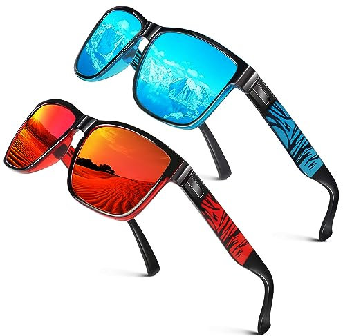 LINVO Lunettes de Soleil Homme Femme Polarisées Lunettes de soleil de Conduite 100% Protection UV Carrés