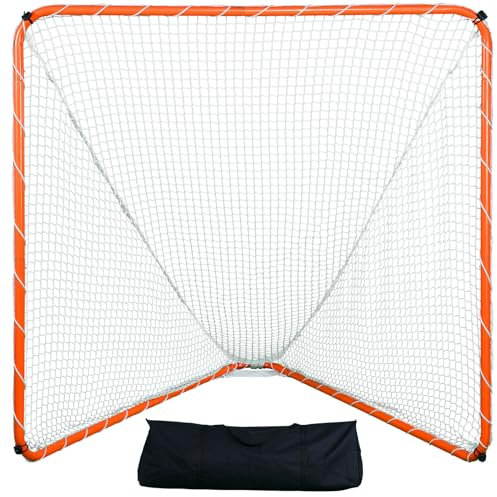 VEVOR Lacrosse-Tor, 6' x 6', Stahlrahmen, Orange, Lacrosse-Trainingsausrüstung, tragbar, schnell aufbaubar, perfekt für den Hinterhof und Training