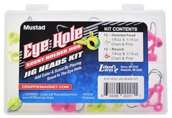 Crappie Magnet Augenloch-Jigköpfe, enthält 12 Hammerhead-Dufthalter-Vorrichtungen und 12 runde Dufthalter-Jigs
