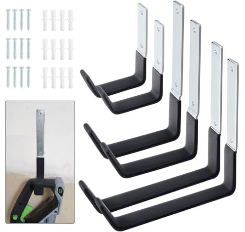 Mynoozi 6 Pcs Heavy Duty Garage Storage Hanger with Anti-Slip Coating, Multi-Size Wall Mount Steel Utility Hooks for Ladders, Garden, Outdoor, Power Tools, Indoor Outdoor (2S & 2M & 2L)