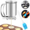 HENGBIRD Teigspender Teigportionierer 800ml Pfannkuchenteigspender Edelstahl Portionierer Teig Kuchen Teigspender Pfannkuchen Manuell Teigdosierer Teig Spender mit Deckel und Skala für Muffins