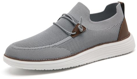 VGPSFN Mocasines de Hombre Mocasines Planos sin Cordones Zapatos náuticos Zapatos para Caminar Zapatos Formales Transpirables cómodos y livianos Gris Claro EU 47