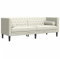 vidaXL Chesterfield Sofa mit Nackenrollen 3-Sitzer, Couch mit Armlehnen Rückenlehne Stützbeine, Polstersofa für Wohnzimmer, Couchgarnitur, Creme Samt