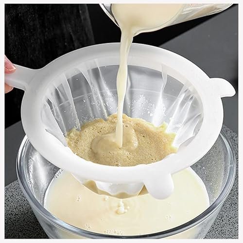 Fine Mesh Strainer, 200 Mesh Fine Mesh Food Grade PP Strainer Ultra-Fine Nylon Mesh Sieve Mesh Colander with Non Slip Handle for Seedless Jam, Flour, Yoghurt, Soy Milk