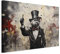 murando - Wandbilder XXL Banksy art 120x80 cm 1 tlg - Wand Deko Leinwand Bilder Groß Wanddeko Wohnzimmer Schlafzimmer Kunstdrucke - Ratte im Frack mit schwarzem Hut grau Beige Abstrakt g-H-10083-b-a
