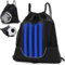 STAY GENT Drawstring Basketball Rucksack für Kinder Jugendliche Erwachsene, Foldable Fußball Volleyball Sporttasche mit Abnehmbarem Ball-Netztasche für Turnhalle Yoga, Schwarzer Blauer Streifen
