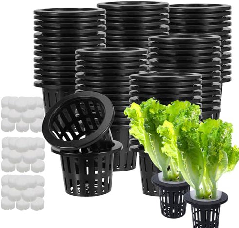 zwxqe Lot de 50 paniers hydroponiques en filet hydroponique pour plantation de jardin, éponges de jardinage, idéal pour les fleurs d'intérieur, les pépinières, l'aquaponie, les débutants