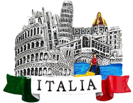 Imán 3D decorativo para nevera con ciudad italiana de Roma, Florencia, Milán, Venecia, Pisa, souvenir artístico de resina vintage, tricolor, idea de regalo, pizarra magnética para casa, cocina