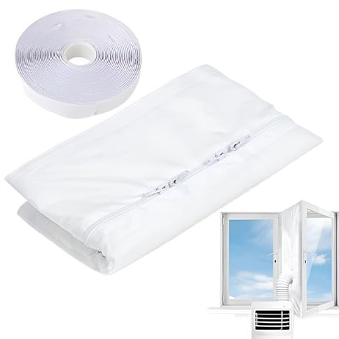 300CM Kit Joint De Fenêtre Climatisation Mobile, Tissu De Calfeutrage Pour Fenêtres Pour Climatiseur Mobile Et Sèche-Linge, Joint De Fenetre Pour Climatiseur Avec Fermeture Éclair, Facile À Installer