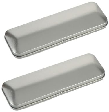 2 Stück Federmäppchen aus Blech mit Deckel, Silber, für Schule, Kunst | Kompakte Aufbewahrung für Kosmetik und Anspitzer, Tragbar für Unterricht, Geschenkzeit und Alltag