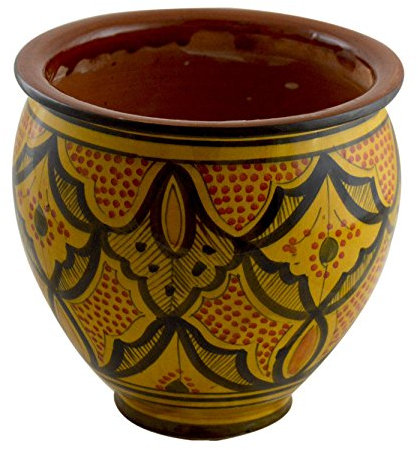 Treasures Of Morocco Blumentopf, marokkanisch, spanisch, Garten, Abflussloch, Keramik, handgefertigt, Gelb