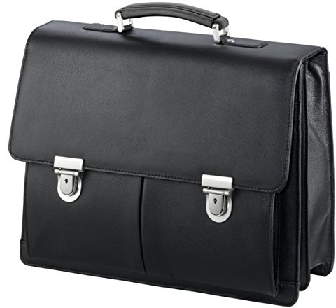 D&N by Lefox Aktentasche 5 DN516 schwarz LUXUS für Manager- Uni, Laptopfach Rindleder Business D&N