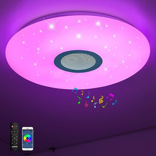 JDONG LED Deckenleuchte mit Fernbedienung und App, Bluetooth Lautsprecher Speicherfunktion,Farbwechsel,54W Warmweiß-Kaltweiß, Weißes Rauschen,Timer Funktion, wohnzimmerlampe schlafzimmer deckenlampe
