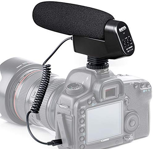 Boya BY-VM600 - Microfono cardioide direzionale a condensatore da 3,5 mm, microfono per intervista, per fotocamere Canon Nikon Sony Pentax DLSR (parabrezza in schiuma e pelliccia inclusi)