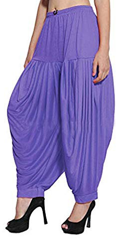 Sharvgun Plain Punjabi Patiala Salwar Viskose Lycra Hose Indian Baggy Pants für Frauen Dhoti Yoga Free Size Light Purple