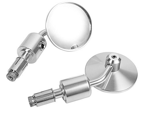 Seitenspiegel Motorrad - 1 Paar 7/8 Rundlenker Lenkerende Rückspiegel für Motorrad (Silber)
