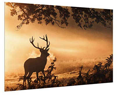 Bilderwelten Spritzschutz Küche Glas - Hirsch im Winterwald - Querformat 2:3, 59cm x 90cm