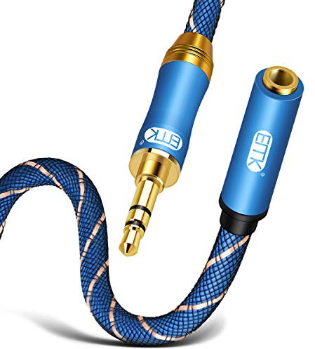 EMK Jack 3.5mm Cavo di prolunga per cuffie, cavo AUX stereo Jack 3,5 mm maschio a femmina, placcato oro 24K per smartphone, altoparlante bluetooth, tablet, MP3 (Estensione cavo, 1 m)