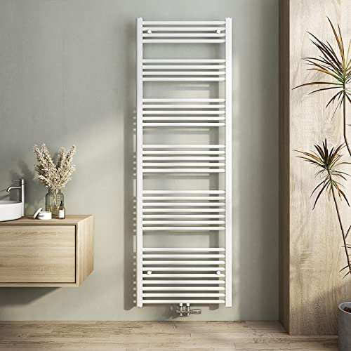 Heilmetz Weiß Badheizkörper 600 x 1800 mm Handtuchtrockner 860 Watt Leistung Heizkörper Bad Mittelanschluss Handtuchheizkörper