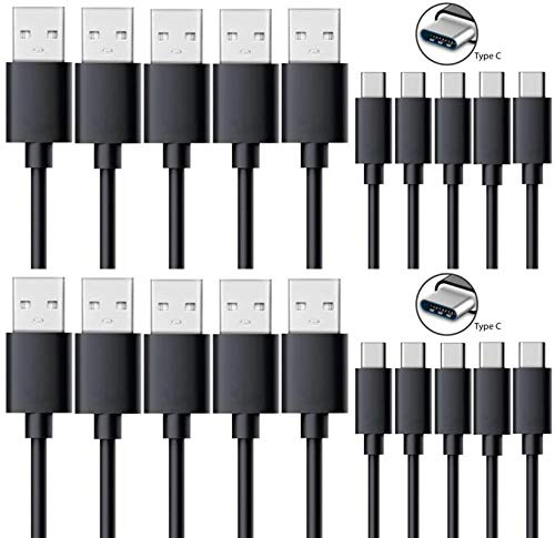 NOVAGO Cable Type C,USB C Compatible avec Huawei P20/30/40, Samsung S20 S10,S8,S9, A3 2017, A5 2017, Note 8/9/10, Xiami Redmi LG G6,G5... (1M x10, Noir)