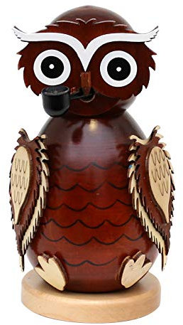 Wunderschöne Holz-Räucherfigur Eule, braun, L/B/H: 8 x 8 x 15 cm.