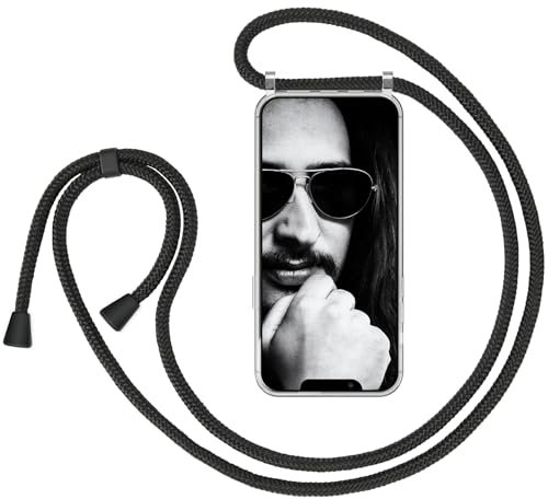 ZhinkArts Custodia a collana per smartphone con cinturino da appendere cellulare al collo, compatibile con Apple iPhone 12 e 12 Pro (Nero)