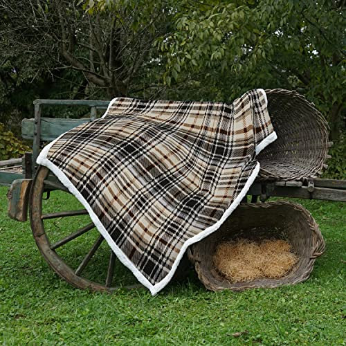 Banzaii Coperta Plaid in Pile Calda e Morbida Microfibra, per Letto e Divano 200x230 cm Scozzese Grigio
