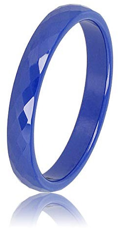My Bendel Keramischer Ring facettiert blau 3mm- Keramikring für Frauen - Ring ist unzerbrechlich und verfärbt sich nicht - Bleibt glänzend und krazt nicht - mit Luxuriösen Geschenkverpackung