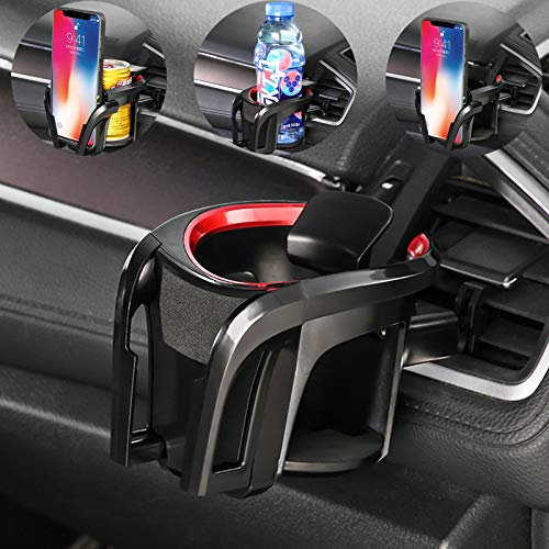 IRYNA Universal Getränkehalter Auto|Handy Halterung 2 in 1 Auto-Becherhalter,Flaschenhalter,Dosenhalter,Cupholder Kaffee|Verstellbare Auto Lüftungshalterung Handyhalterung für alle Phone (Rot)