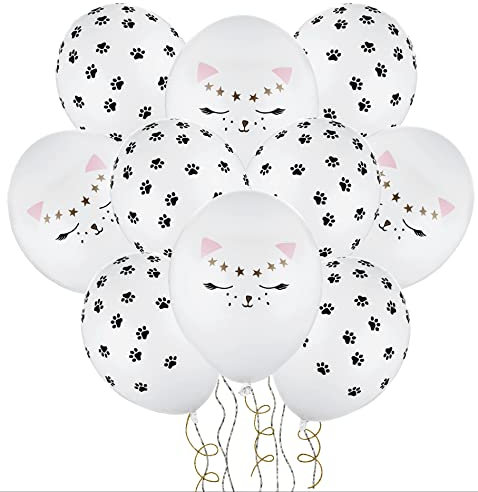 Libetui 10 Luftballons Katze Made in EU Katzengeburtstag Deko Geburtstag Kinder Erwachsene Geburtstag Katzenliebhaber Katzencafé Party Katzenluftballon 30cm