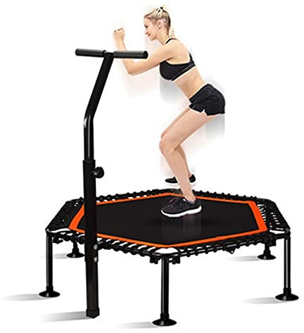 Trampoline 50 Faltbares Mini Fitness Mit Verstellbaren Griffen Adjustable Indoor-Trainings-Rebounder-Trampolin Mit Griff, Max. Belastung 300 Kg