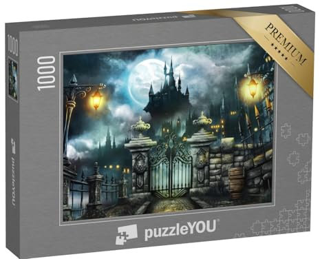 puzzleYOU: Puzzle 1000 Teile „Illustration: Halloween-Schloss“ – aus der Puzzle-Kollektion Gothik, Fantasy