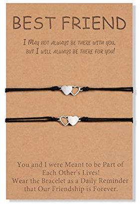 CheersLife 2 Bester Freund Armbänder Satz Freundschaft Wunsch Armband Passende Distanz Herz Armband Geschenke für Frauen Mädchen Teen Männer Schwestern