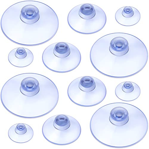 12 Ventosas Almohadillas de Ventosa de Plástico sin Ganchos Ventosas de Ventana de 45 mm 30 mm 20 mm Ventosas de Cabeza de Seta Ventosa de Botón Redondo para Exterior Cocina, 3 Tamaños