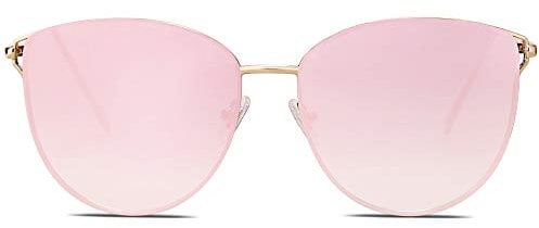 SOJOS Occhiali da Sole Donna Occhi di gatto Rotondi Retrò Vintage SJ1085 Con Oro Telaio/Rosa Pendenza Lente