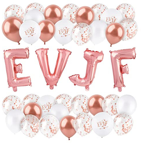 30pcs Ballon Latex Or Rose Blanc Ballons Confettis et Ballon Aluminium EVJF Ballon de Baudruche Accessoire Photobooth de Décoration Cadeau pour Enterrement de Vie de Jeune Fille Mariage Fête