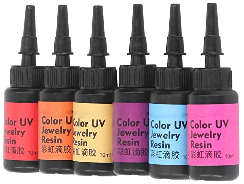 6 Uds. de Resina UV de 10ml, Pegamento UV de Color de Curado Rápido, Resina Epoxi de Curado Ultravioleta, Pluma de Estilo de Gel de Resina UV 3D para Pintura DIY, Joyería(Conjunto C)