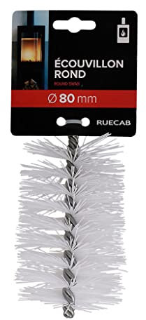 RUECAB - Schornsteinbürste Ø 80 mm für Pelletöfen / Pelletöfen aus Nylon, Innengewinde M12 x 1,75 mm, Länge: 200 mm, Krümmer 80 mm, Kamin, 647271