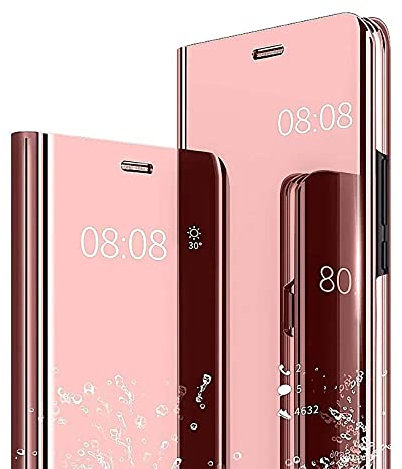 WBWONE Clear Smart View Cover per Xiaomi 13 Lite/Mi 13 Lite 5G, Standing Mirror Flip Folio Custodia Protettiva Bumper, Luxury Specchio Libro Case con Supporto Pieghevole. Oro Rosa