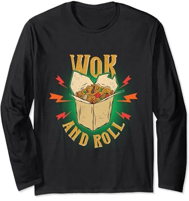 T-shirt divertente Wok and Roll Maglia a Manica
