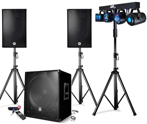 Pack sono 2200W - Enceintes/Caisson/Pieds - USB/BLUETOOTH - BMS-1512, Câbles, Portique Lumière, Mariage, Salle des fêtes DJ
